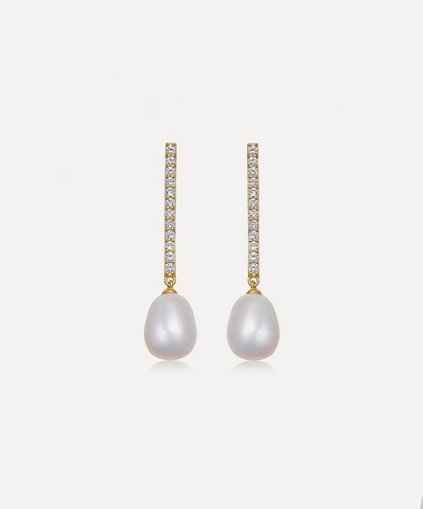 Astley Clarke - 18ct Gold-Plated Vermeil Silver Celestial Pearl and Sapphire Drop Earrings image number null