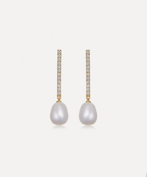 Astley Clarke - 18ct Gold-Plated Vermeil Silver Celestial Pearl and Sapphire Drop Earrings image number 0