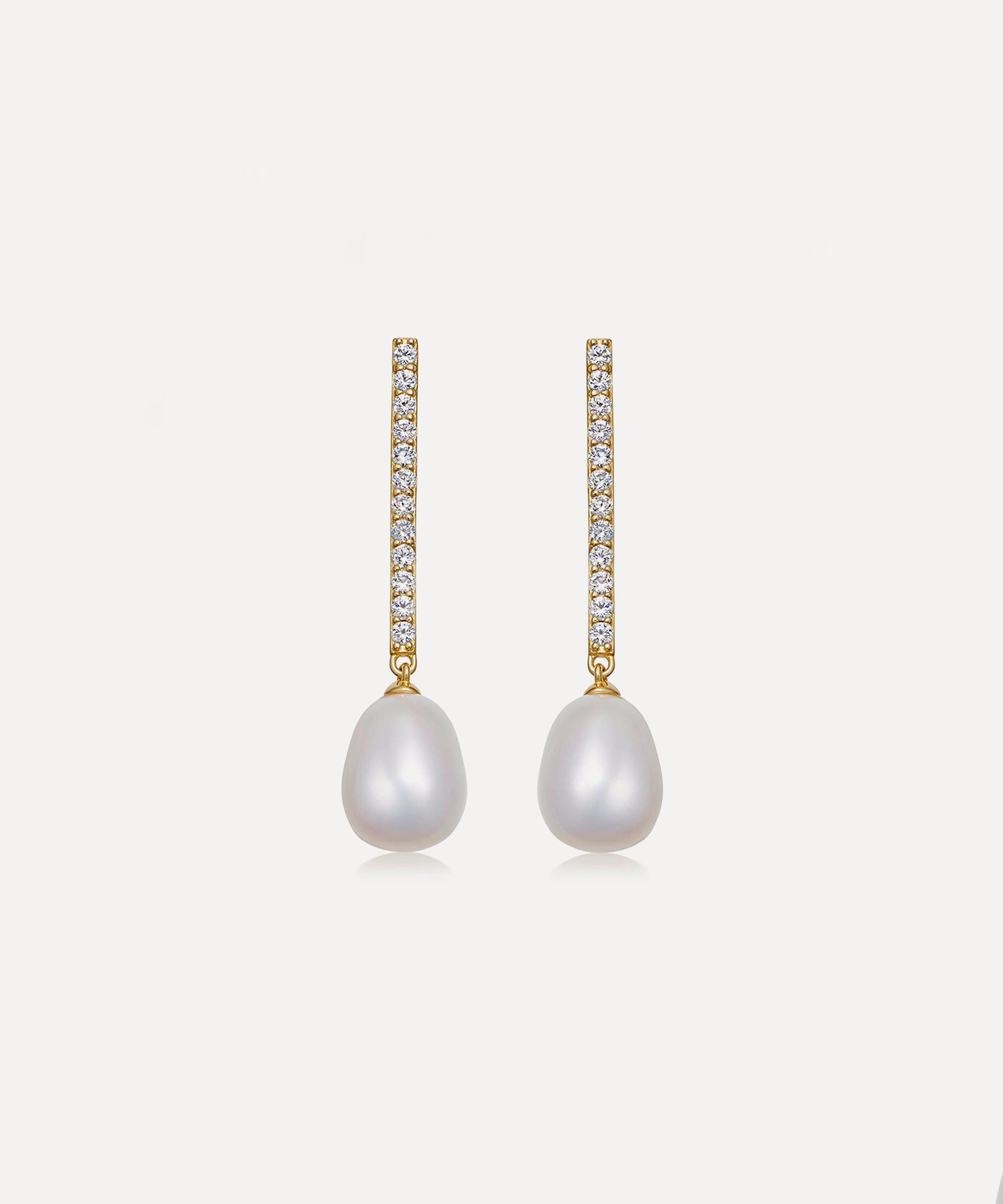 Astley Clarke - 18ct Gold-Plated Vermeil Silver Celestial Pearl and Sapphire Drop Earrings