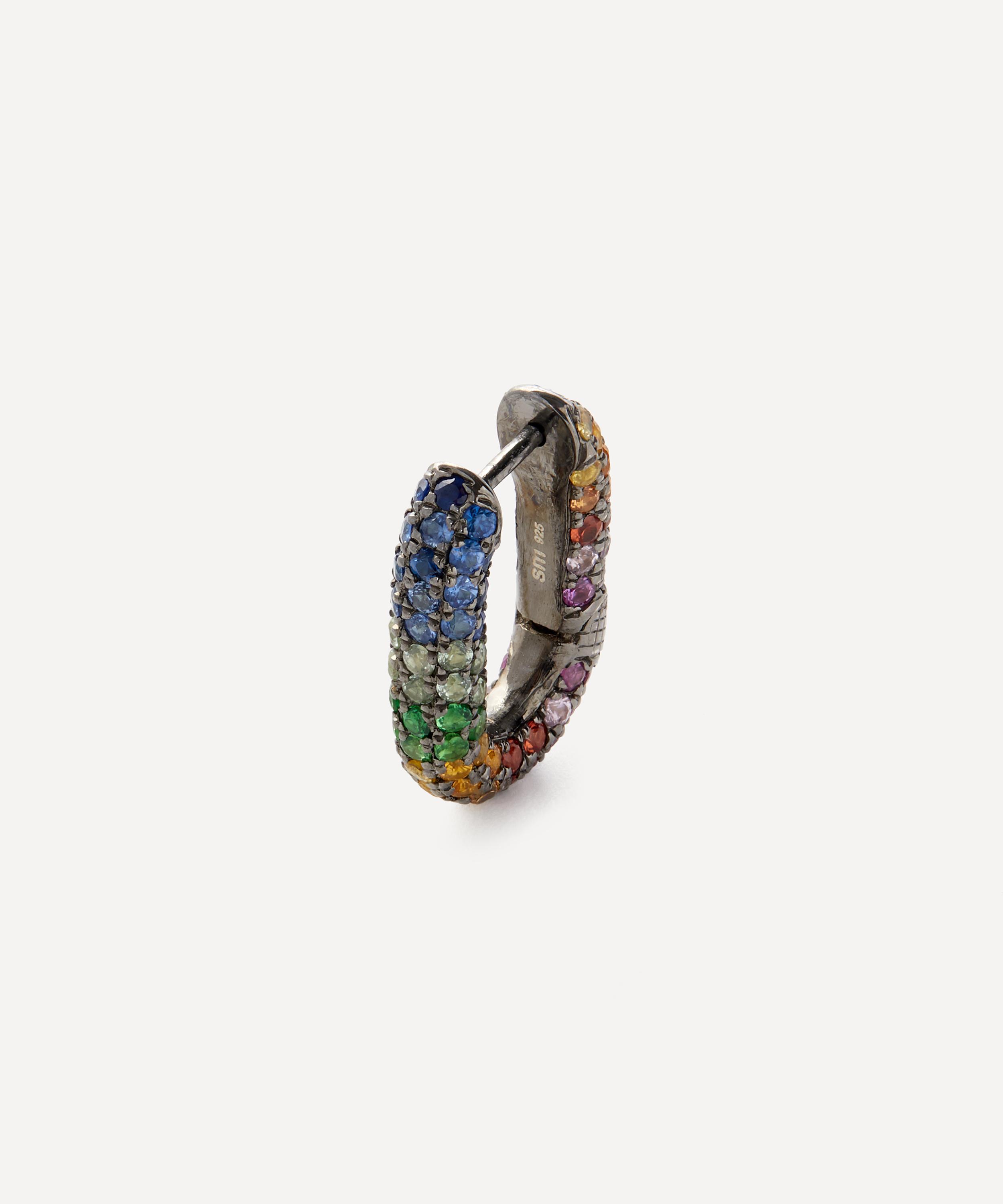 Selim Mouzannar - Sterling Silver Rainbow Link Hoop Earring image number 0