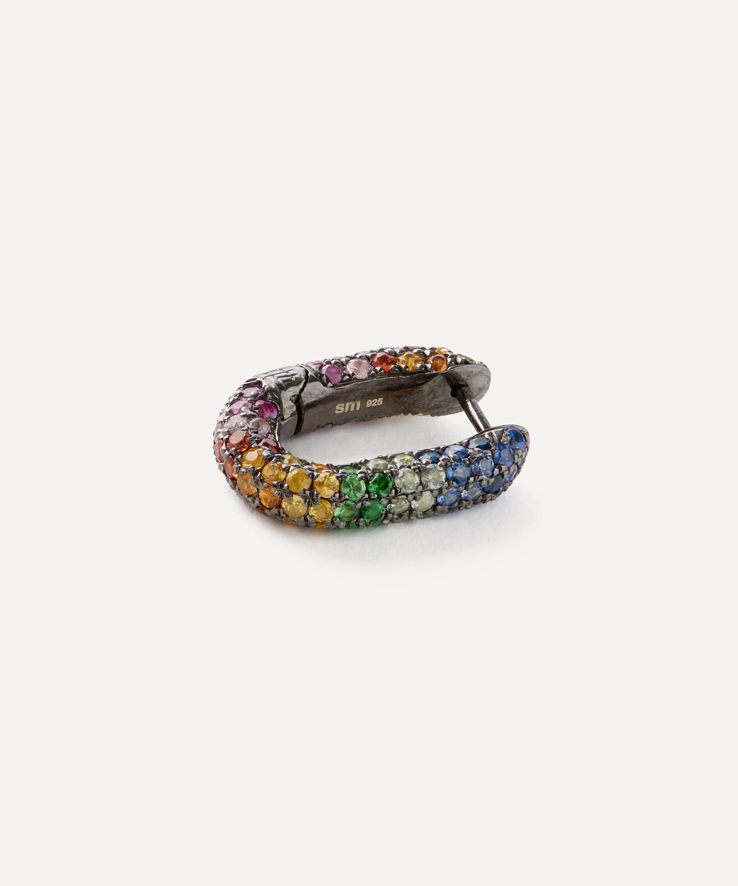 Selim Mouzannar - Sterling Silver Rainbow Link Hoop Earring image number 1