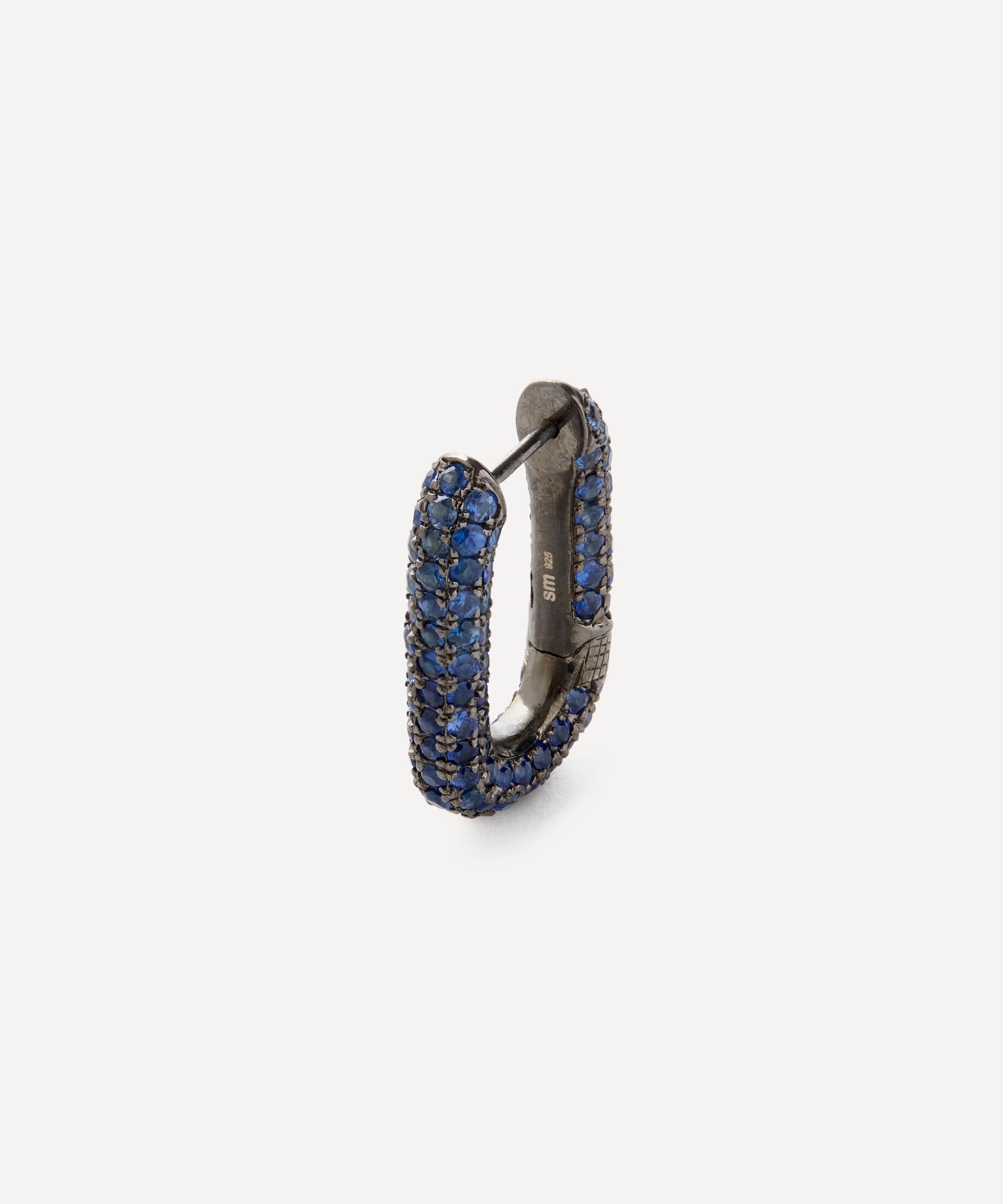 Selim Mouzannar - Sterling Silver Blue Sapphire Link Hoop Earring