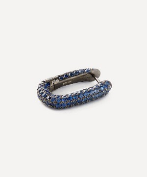 Selim Mouzannar - Sterling Silver Blue Sapphire Link Hoop Earring image number 1