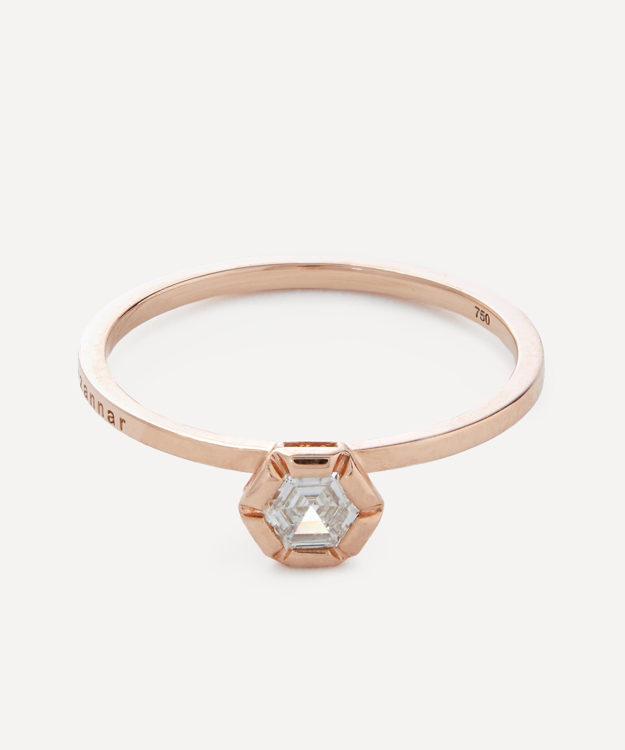 Selim Mouzannar - 18ct Rose Gold Rose De France Hexagon Diamond Ring