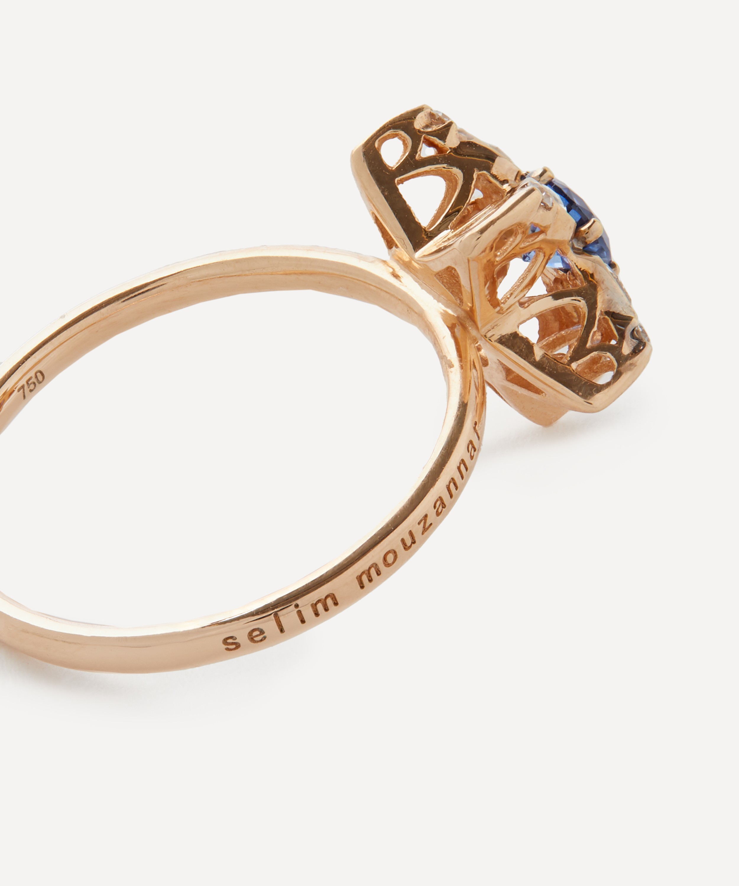 Selim Mouzannar - 18ct Rose Gold Istanbul Sapphire and Diamond Star Ring image number 1