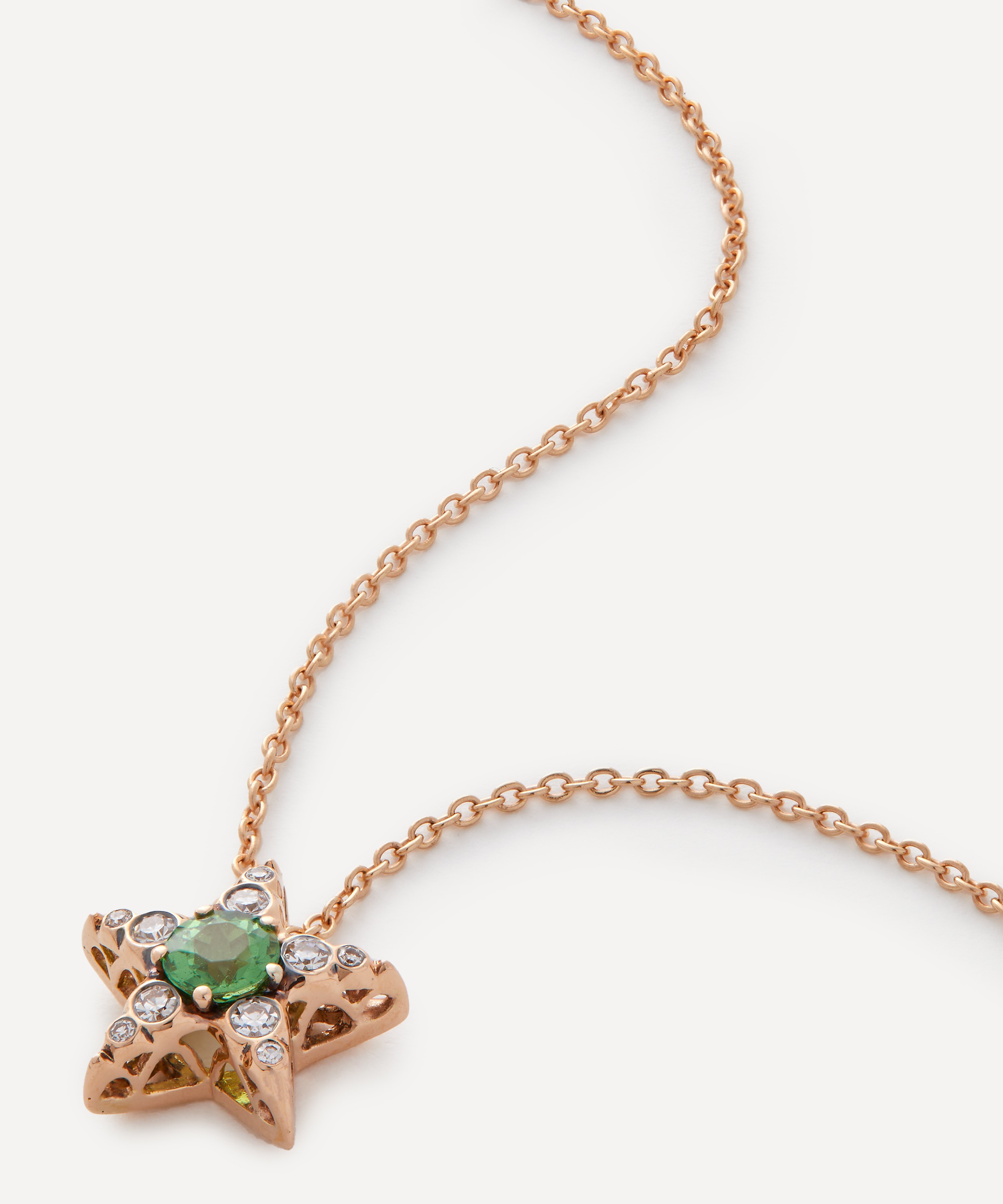Selim Mouzannar - 18ct Rose Gold Istanbul Tsavorite and Diamond Star Pendant Necklace