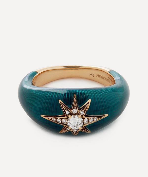 Selim Mouzannar - 18ct Gold Aida Petrol Enamel and Diamond Ring image number null