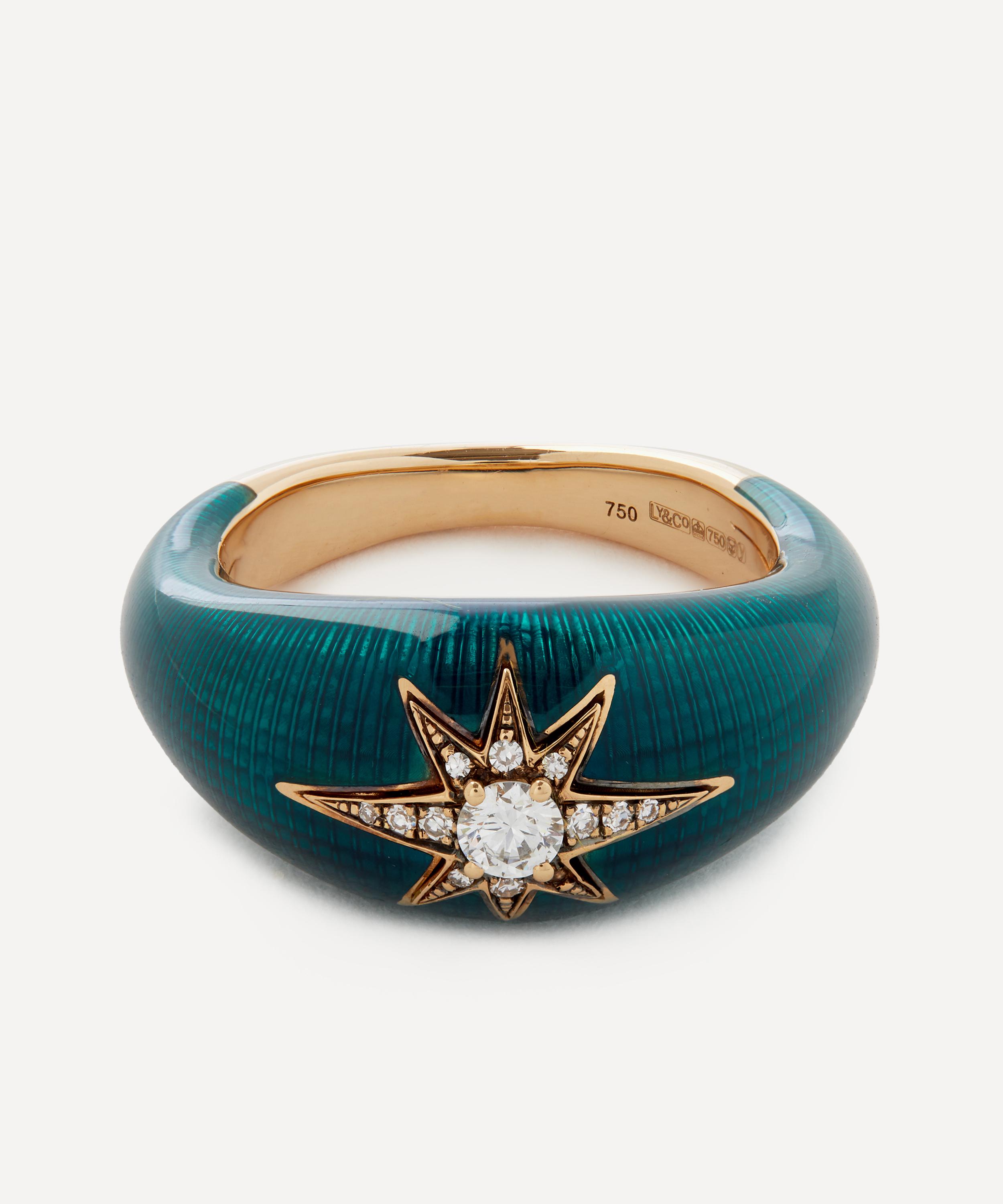 Selim Mouzannar - 18ct Gold Aida Petrol Enamel and Diamond Ring image number 0