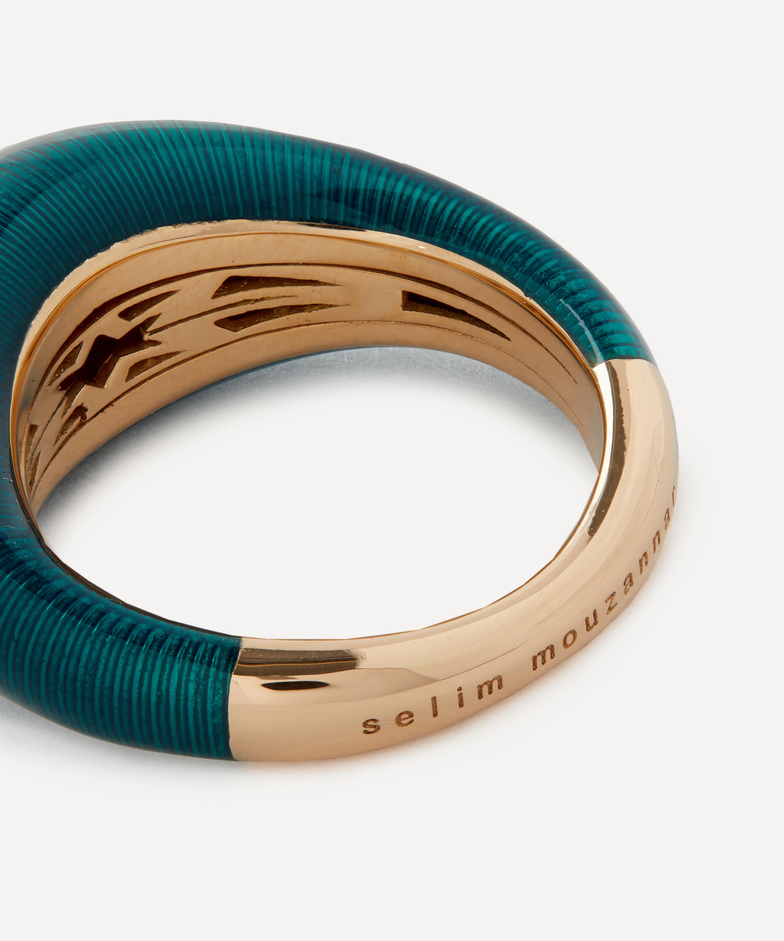 Selim Mouzannar - 18ct Gold Aida Petrol Enamel and Diamond Ring image number 1