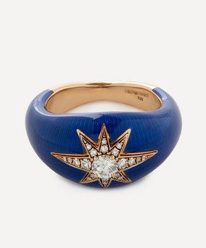 Selim Mouzannar - 18ct Gold Aida Navy Enamel and Diamond Ring image number 0