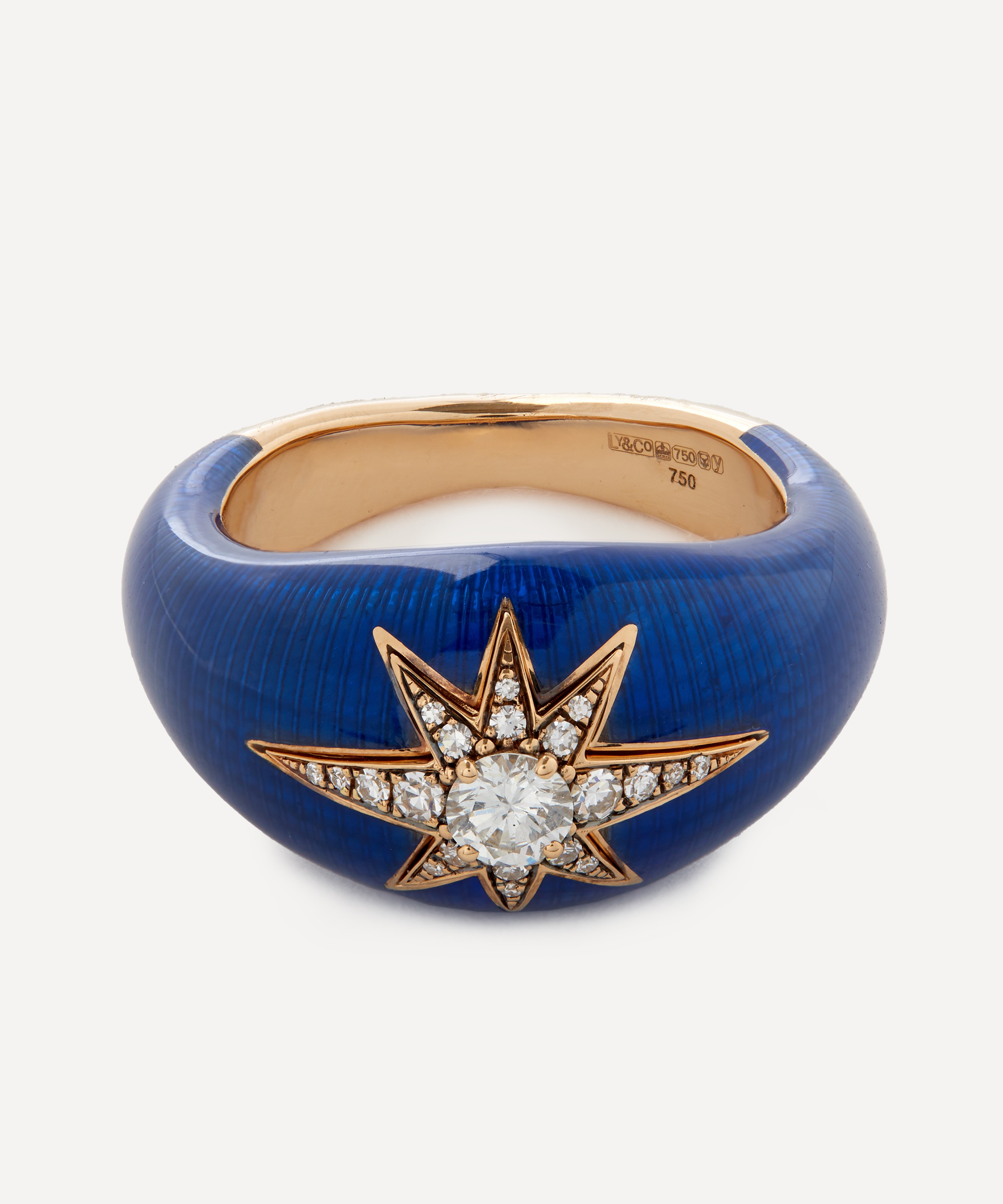 Selim Mouzannar - 18ct Gold Aida Navy Enamel and Diamond Ring image number 0