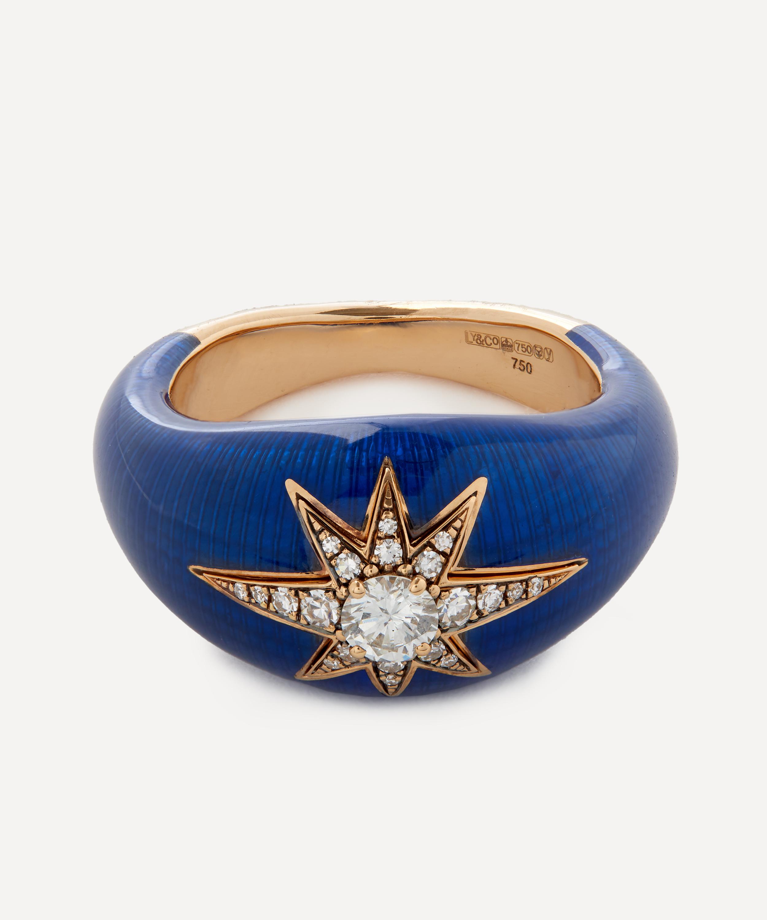 Selim Mouzannar - 18ct Gold Aida Navy Enamel and Diamond Ring