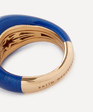 Selim Mouzannar - 18ct Gold Aida Navy Enamel and Diamond Ring image number 1