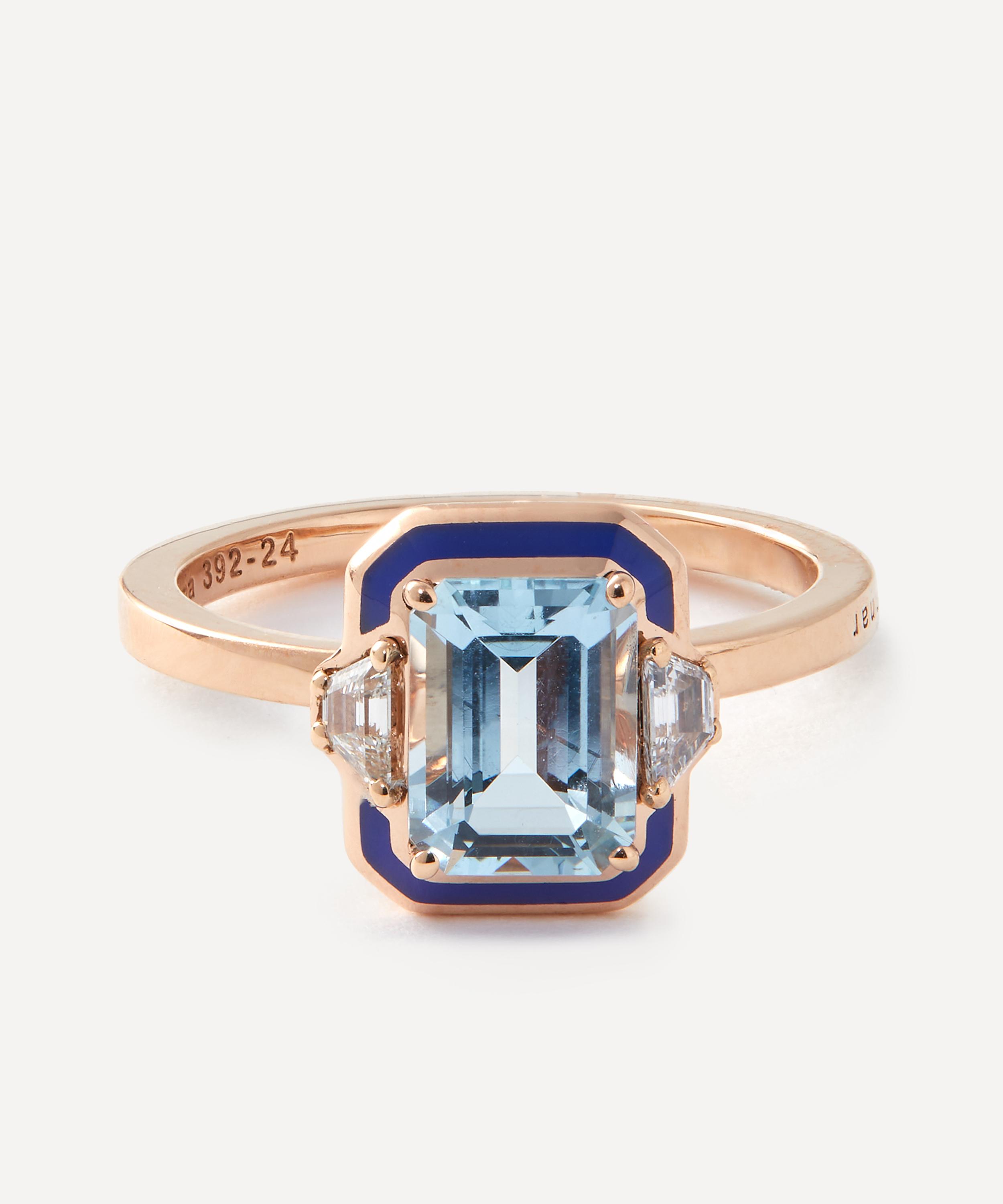 Selim Mouzannar - 18ct Rose Gold Gemma Aquamarine and Diamond Ring image number 0