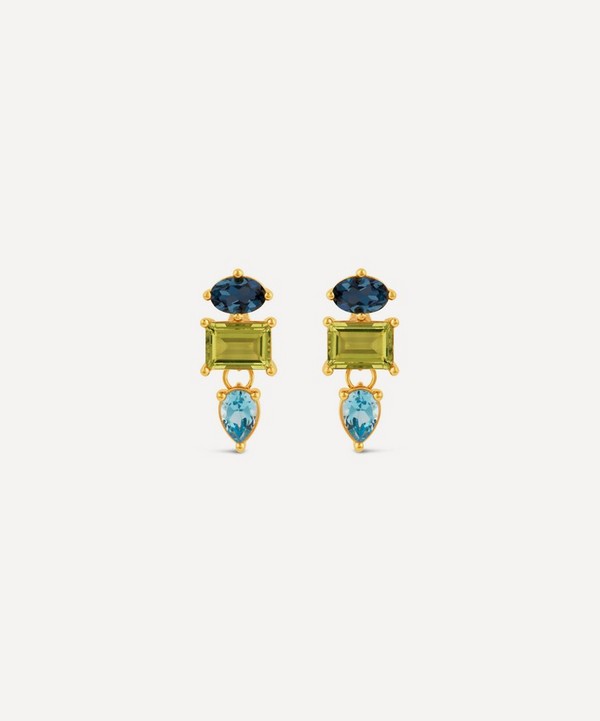 Dinny Hall - 22ct Gold-Plated Gem-Set Fixed Column Drop Earrings