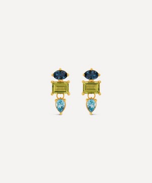 Dinny Hall - 22ct Gold-Plated Gem-Set Fixed Column Drop Earrings image number 0