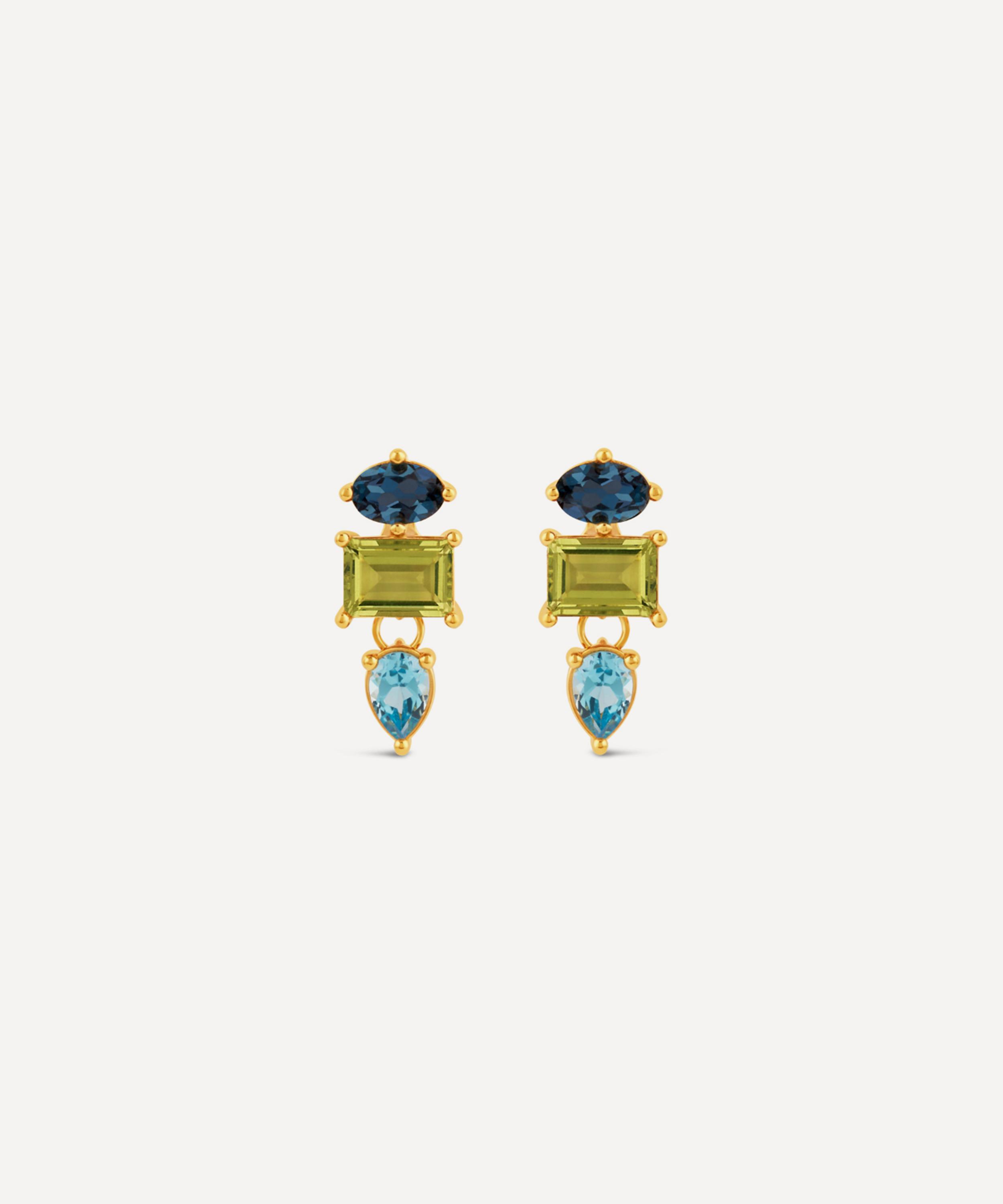 Dinny Hall - 22ct Gold-Plated Gem-Set Fixed Column Drop Earrings