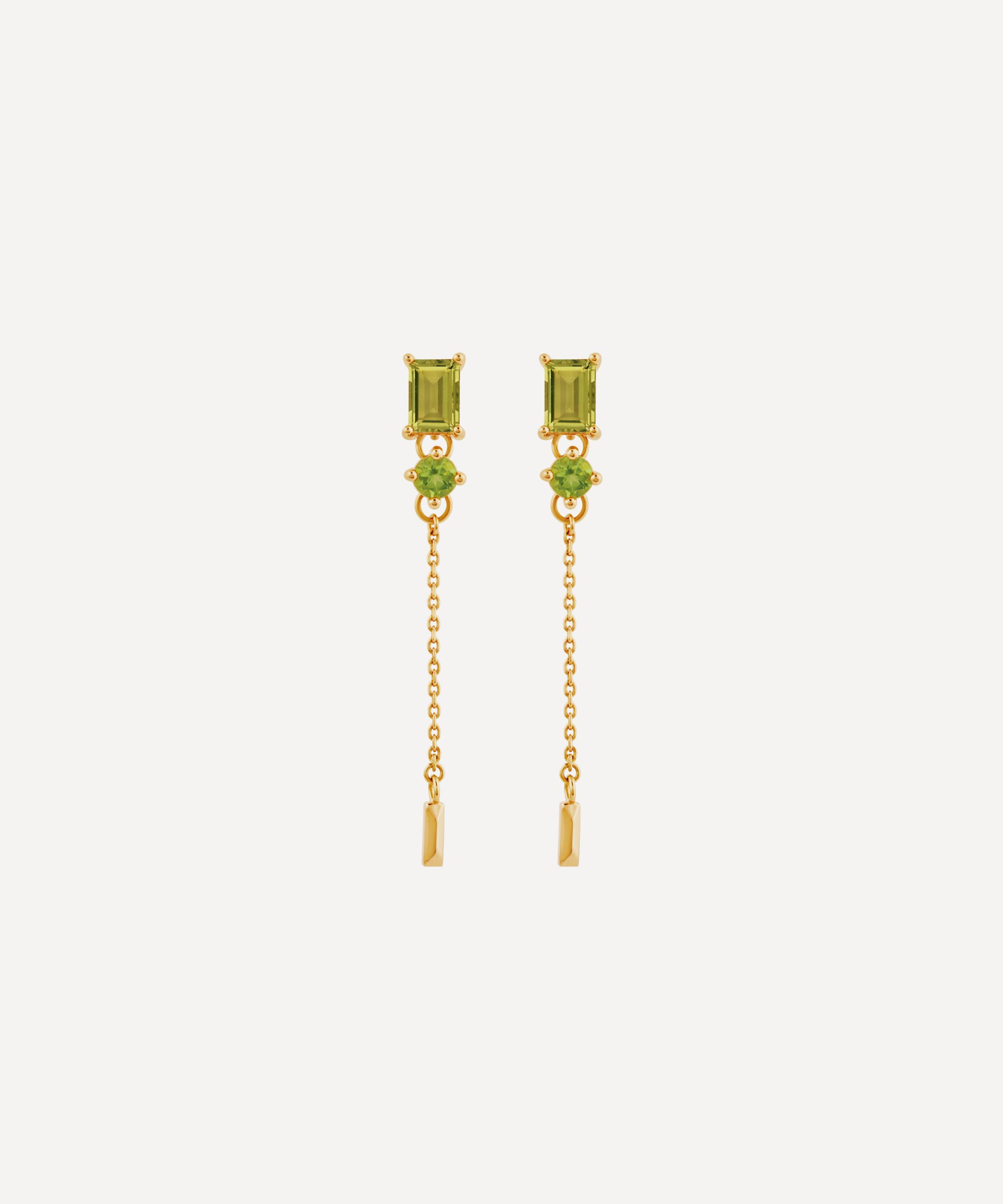 Dinny Hall - 22ct Gold-Plated Gem-Set Chain Drop Earrings image number 0