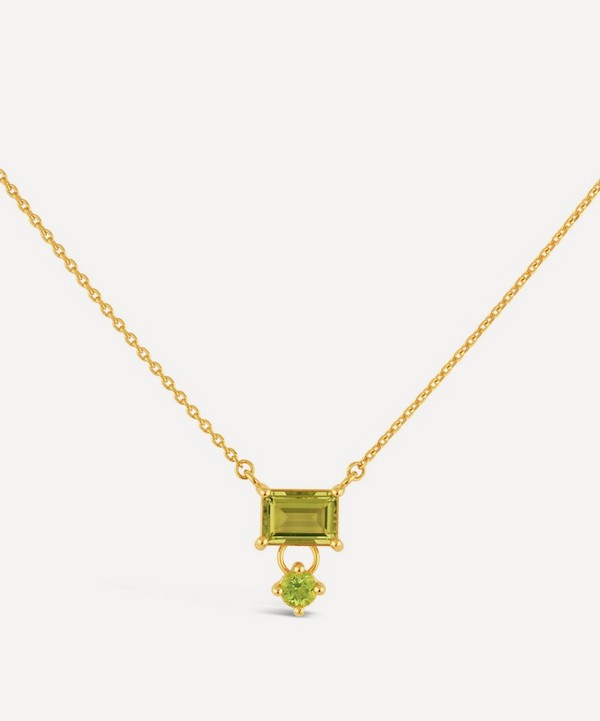 Dinny Hall - 22ct Gold-Plated Gem-Set Olive Quartz and Peridot Pendant Necklace image number null