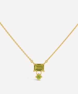 Dinny Hall - 22ct Gold-Plated Gem-Set Olive Quartz and Peridot Pendant Necklace image number 0