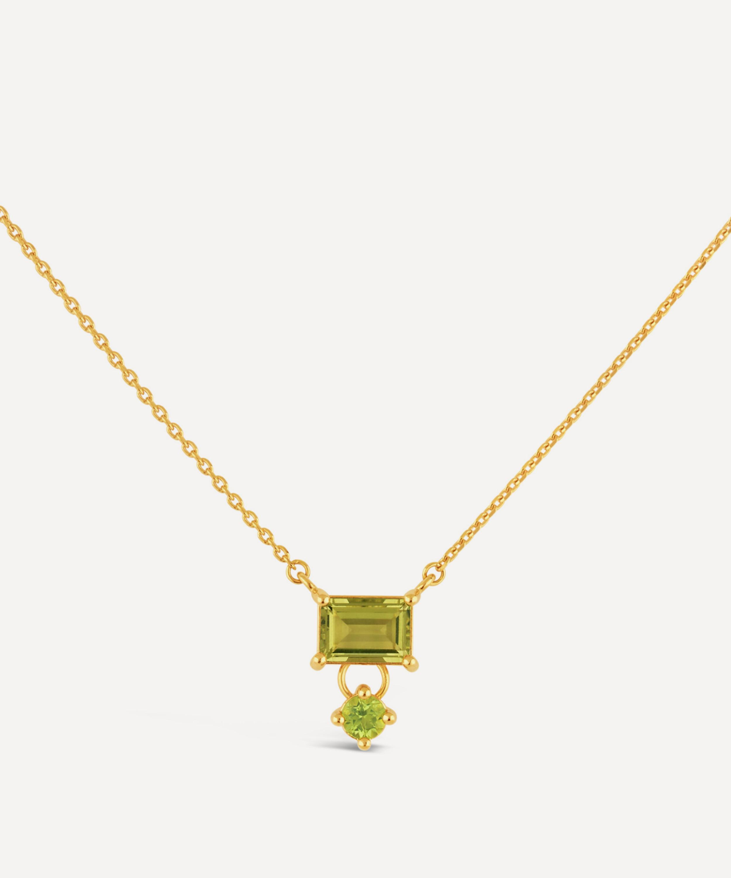 Dinny Hall - 22ct Gold-Plated Gem-Set Olive Quartz and Peridot Pendant Necklace image number 0