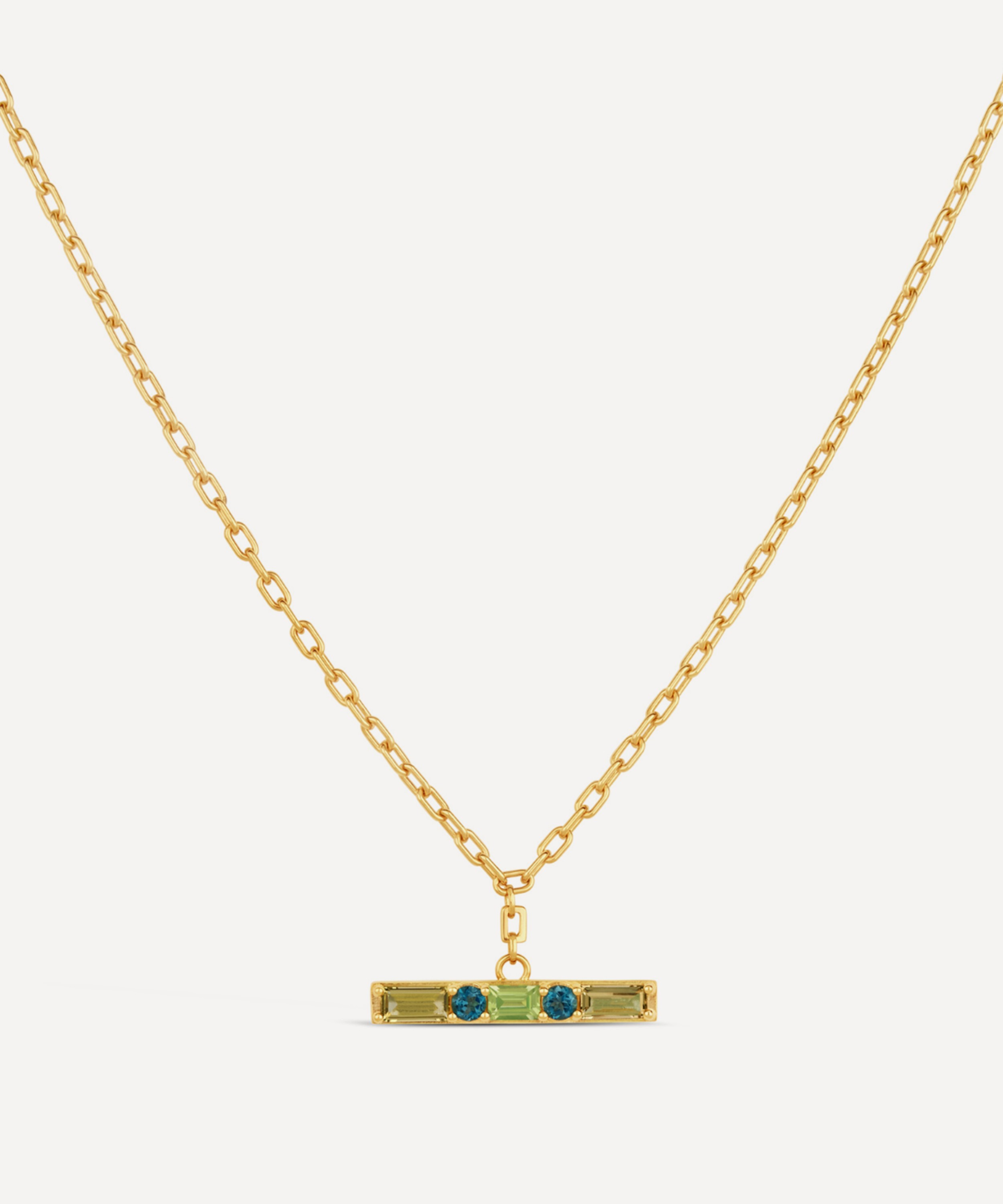 Dinny Hall - 22ct Gold-Plated Gem-Set T-Bar Pendant Necklace