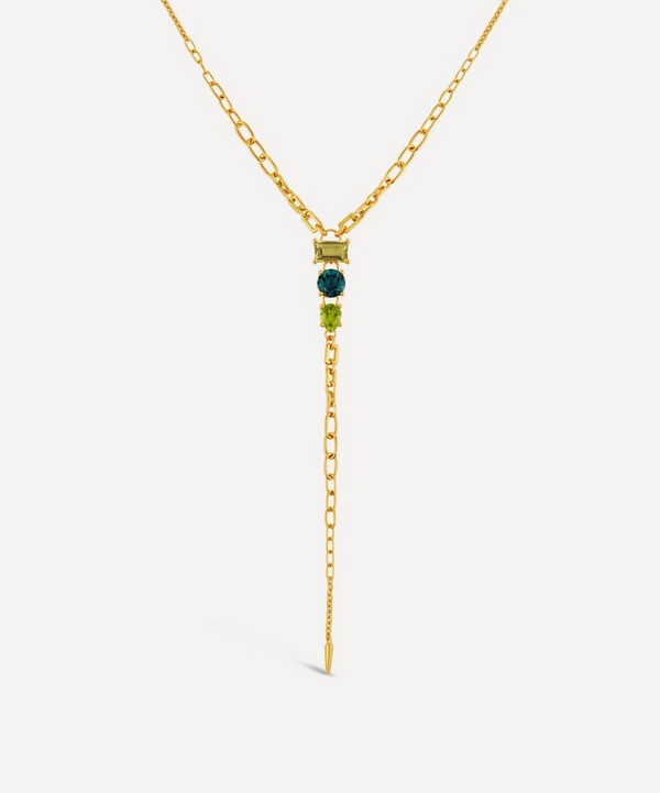 Dinny Hall - 22ct Gold-Plated Vermeil Silver Gem-Set Long Drop Lariat Necklace image number null