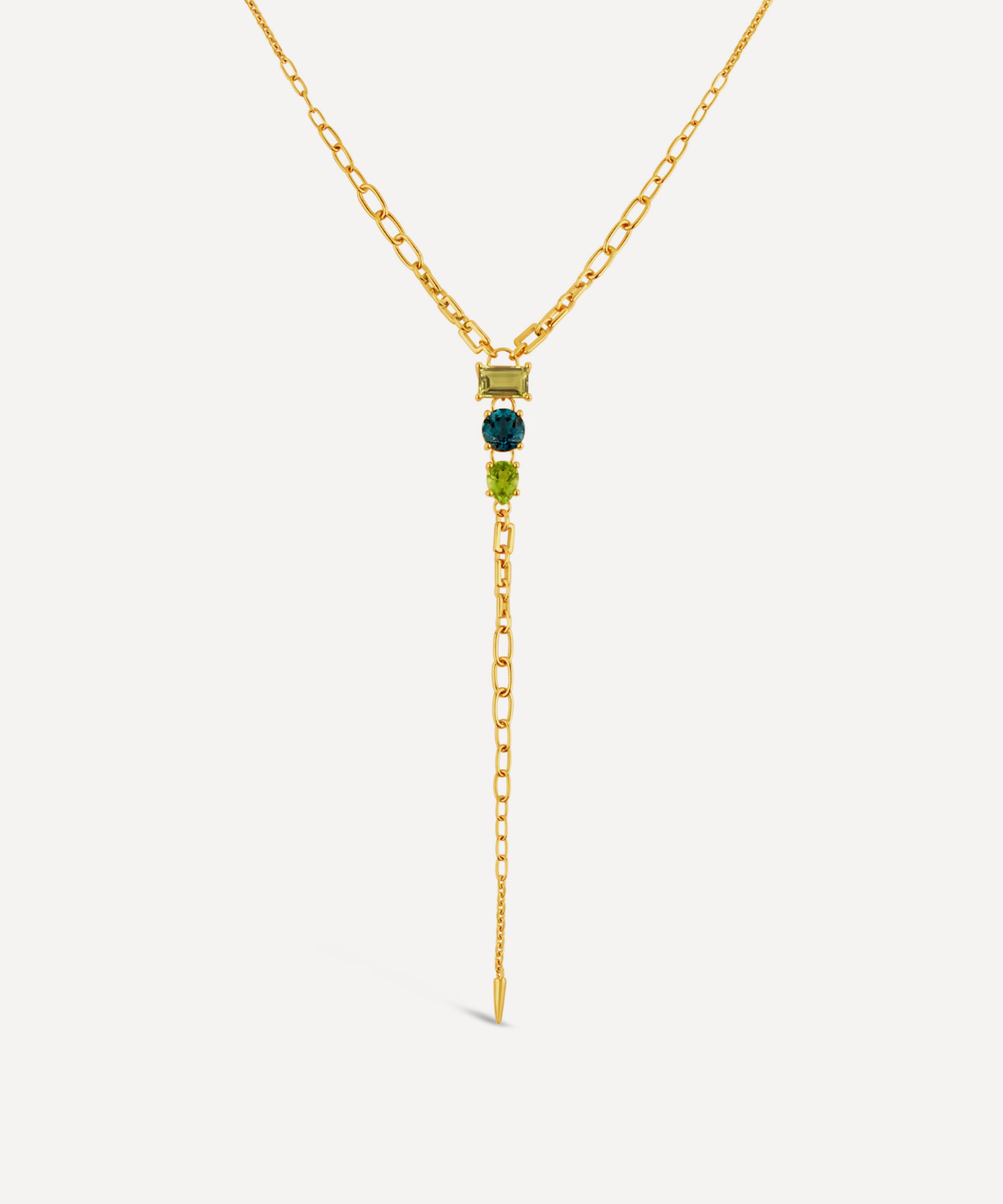 Dinny Hall - 22ct Gold-Plated Vermeil Silver Gem-Set Long Drop Lariat Necklace image number 0