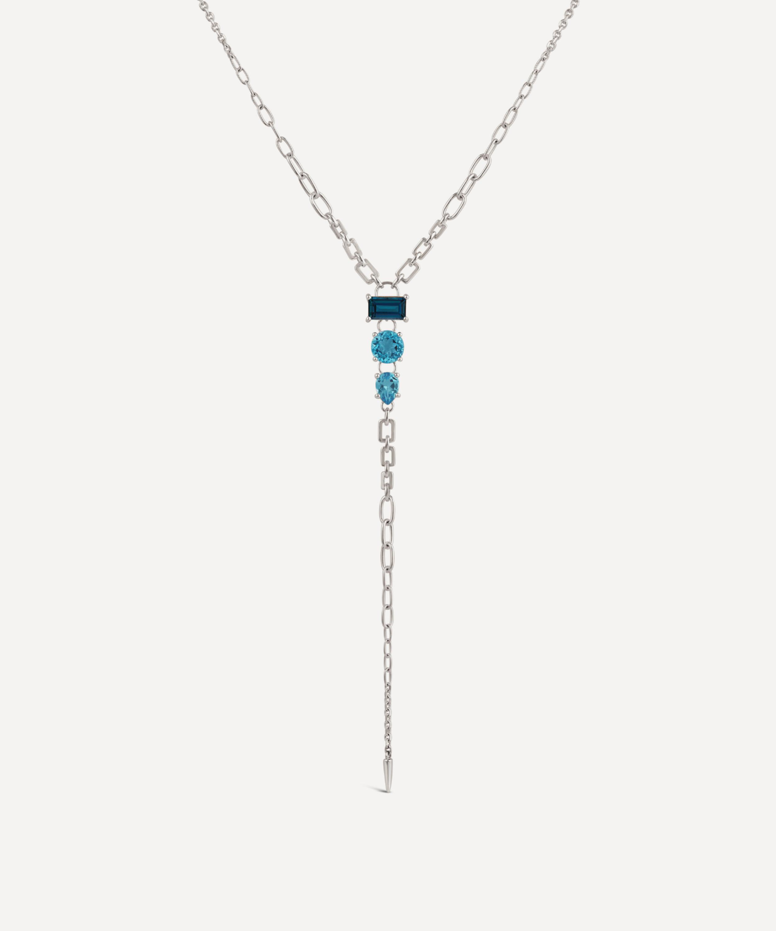 Dinny Hall - Sterling Silver Gem-Set Long Drop Lariat Necklace image number 0
