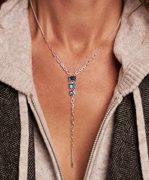 Dinny Hall - Sterling Silver Gem-Set Long Drop Lariat Necklace image number 1