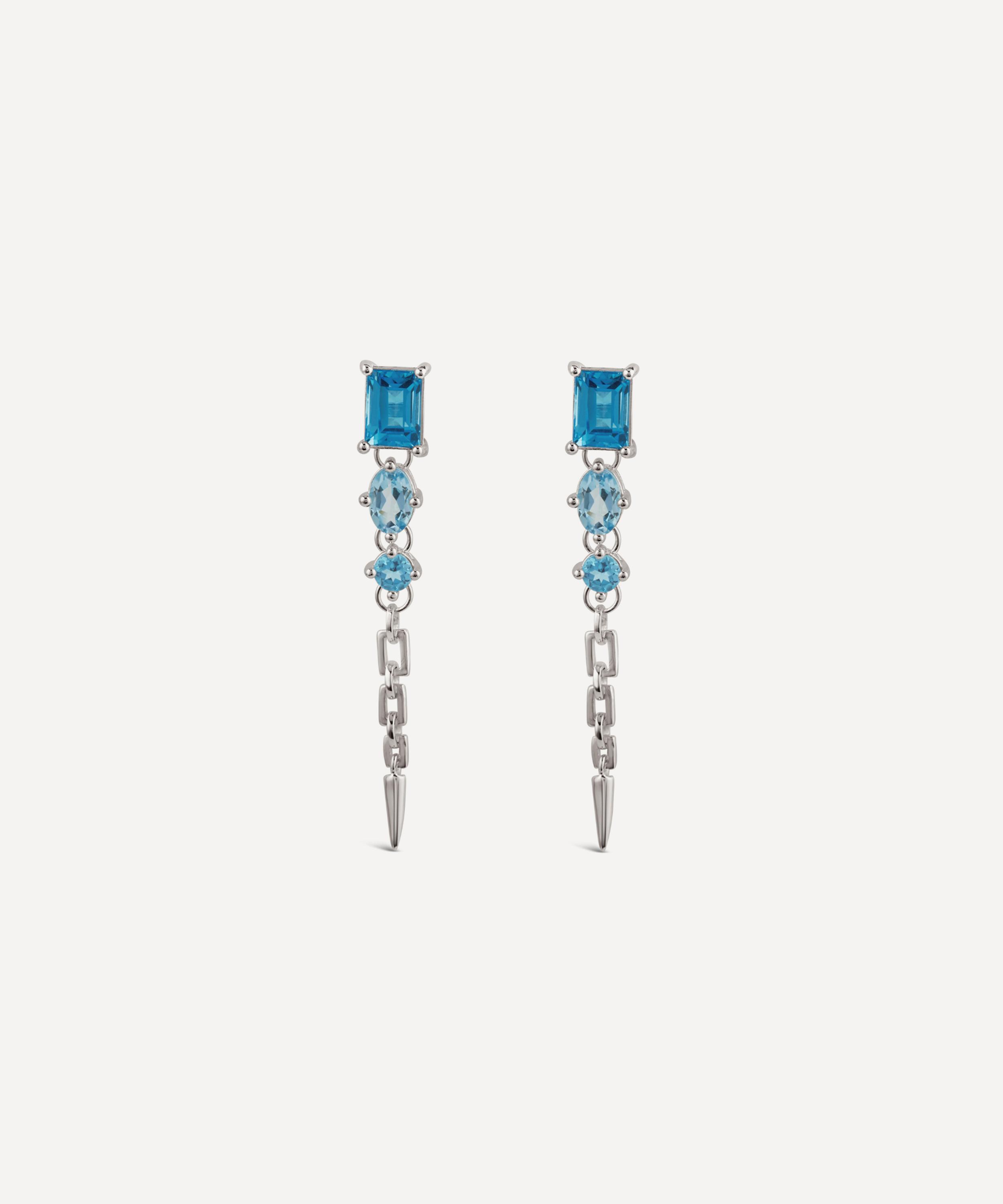Dinny Hall - Sterling Silver Gem-Set Flexible Column Drop Earrings image number 0
