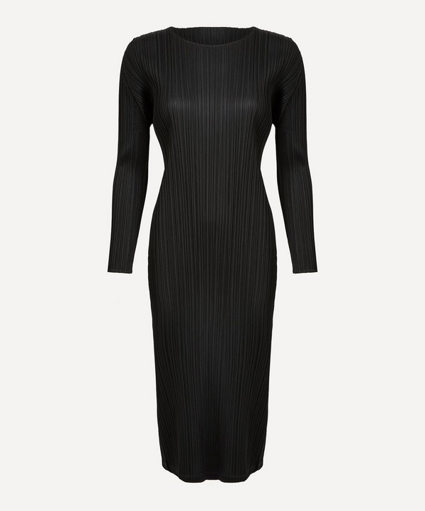 Pleats Please Issey Miyake - MONTHLY COLOURS SEPTEMBER Black Pleated Midi-Dress image number null