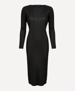 Pleats Please Issey Miyake - MONTHLY COLOURS SEPTEMBER Black Pleated Midi-Dress image number 0