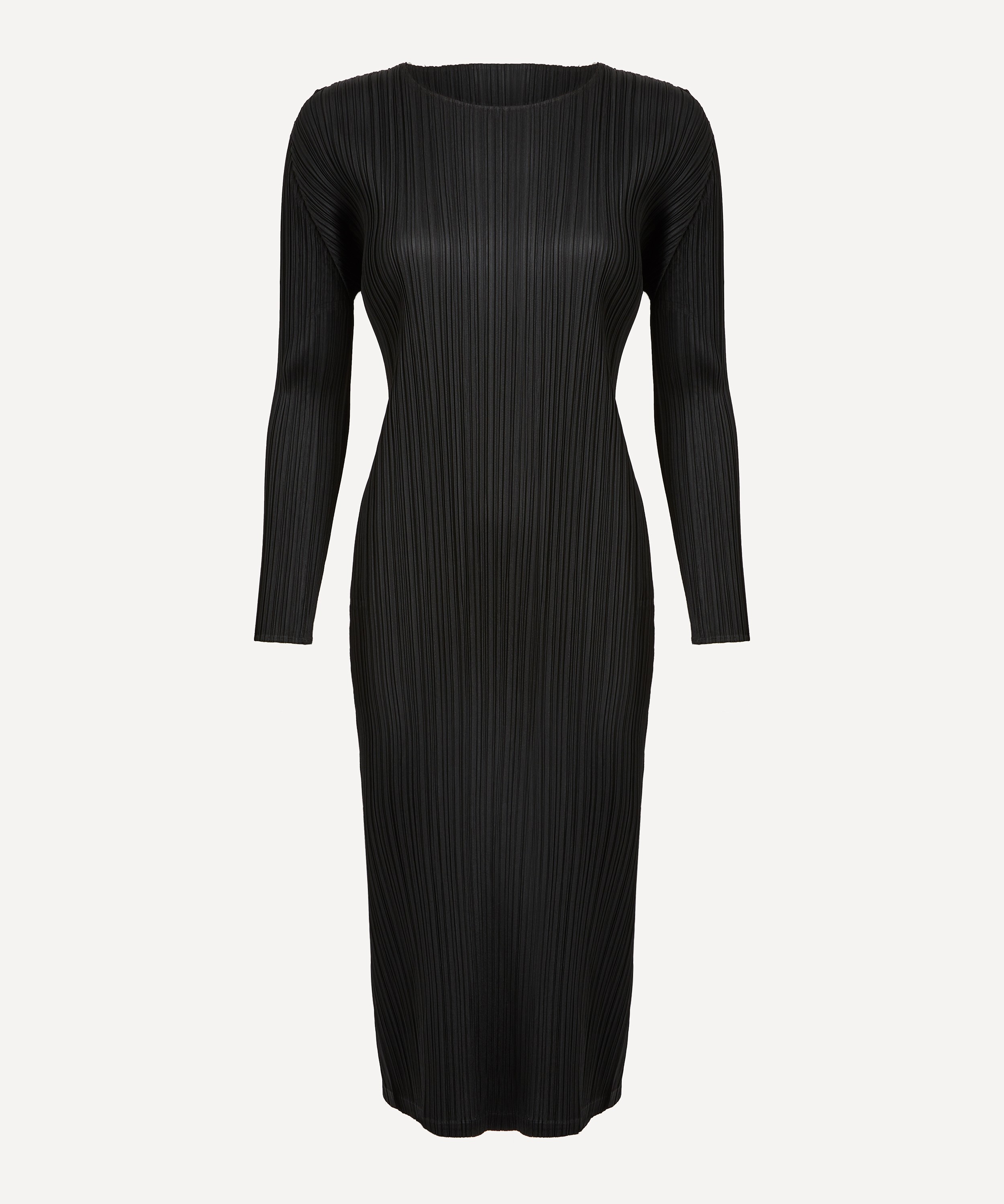 Pleats Please Issey Miyake - MONTHLY COLOURS SEPTEMBER Black Pleated Midi-Dress
