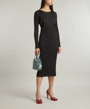 Pleats Please Issey Miyake - MONTHLY COLOURS SEPTEMBER Black Pleated Midi-Dress image number 1