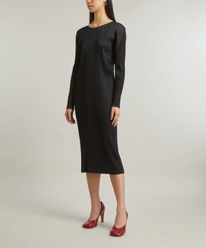 Pleats Please Issey Miyake - MONTHLY COLOURS SEPTEMBER Black Pleated Midi-Dress image number 2