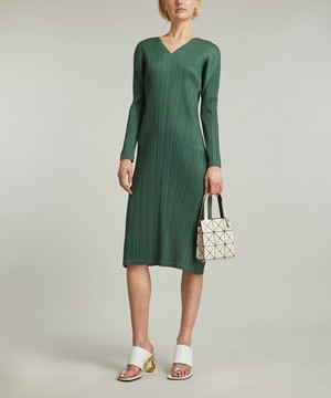 Pleats Please Issey Miyake - MONTHLY COLOURS DECEMBER V-Neck Dress image number 1