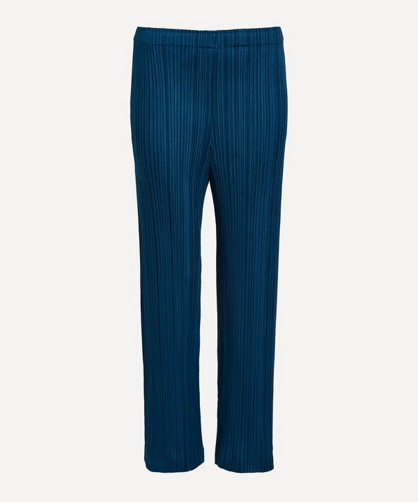 Pleats Please Issey Miyake - THICKER Straight Blue-Green Pleated Trousers 2 image number null