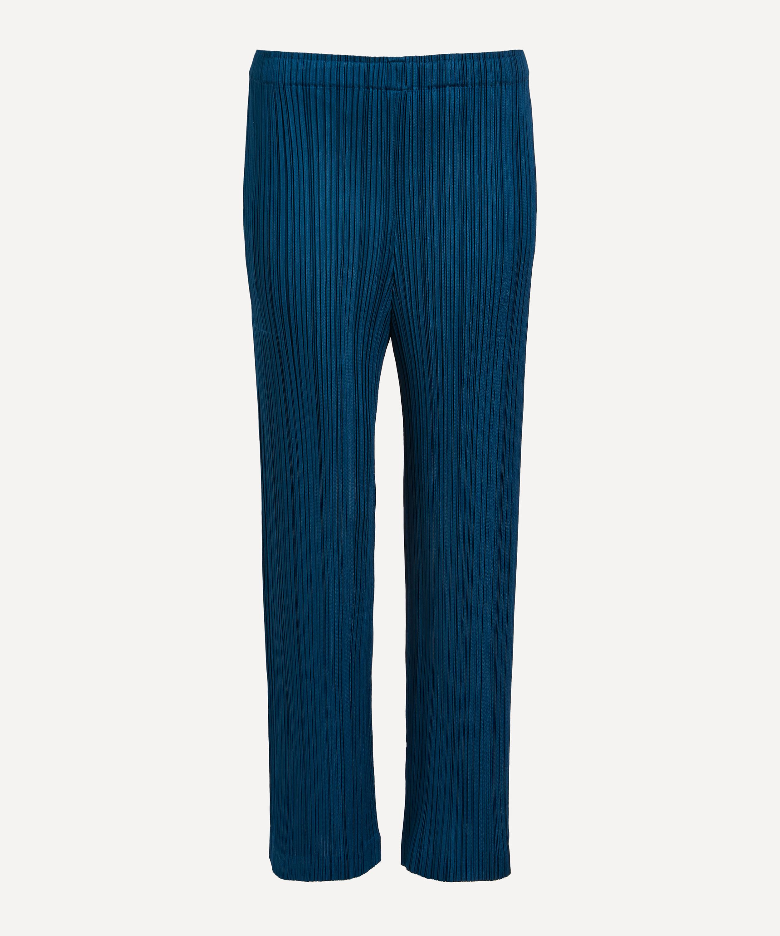 Pleats Please Issey Miyake - THICKER Straight Blue-Green Pleated Trousers 2 image number 0