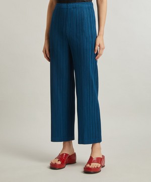 Pleats Please Issey Miyake - THICKER Straight Blue-Green Pleated Trousers 2 image number 2
