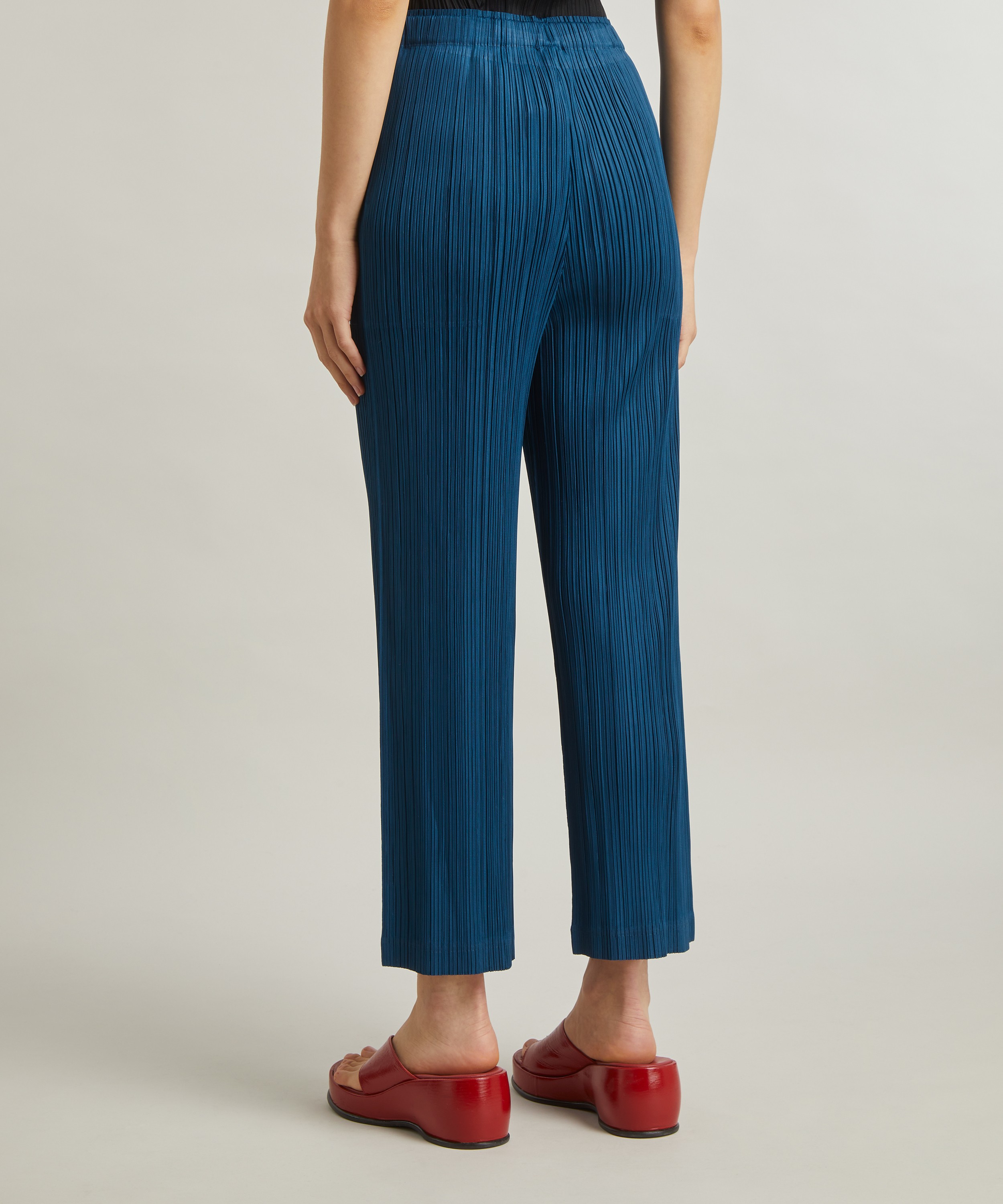 Pleats Please Issey Miyake - THICKER Straight Blue-Green Pleated Trousers 2 image number 3