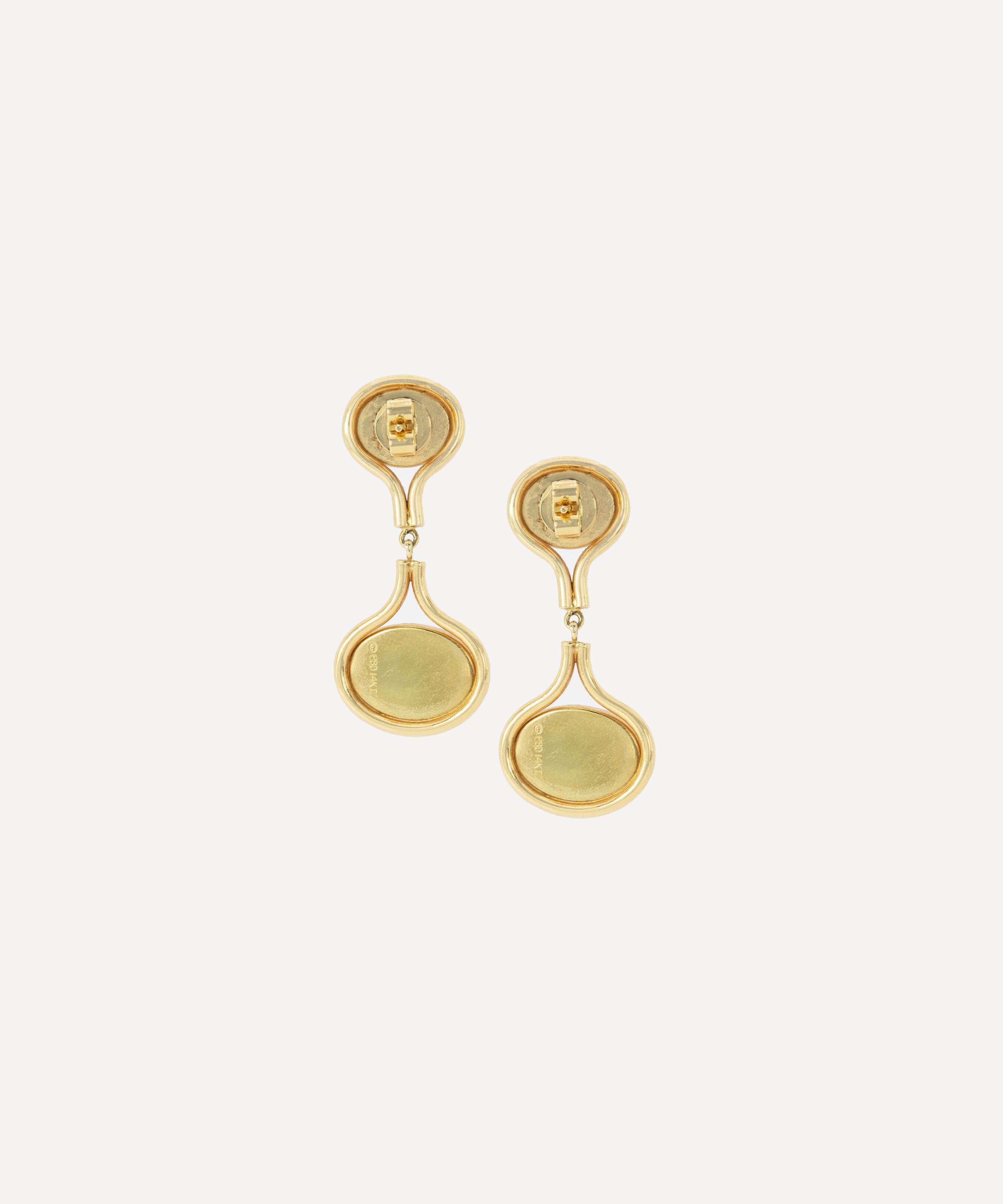 Kojis - 14ct Gold Vintage Lapis Lazuli Drop Earrings image number 2
