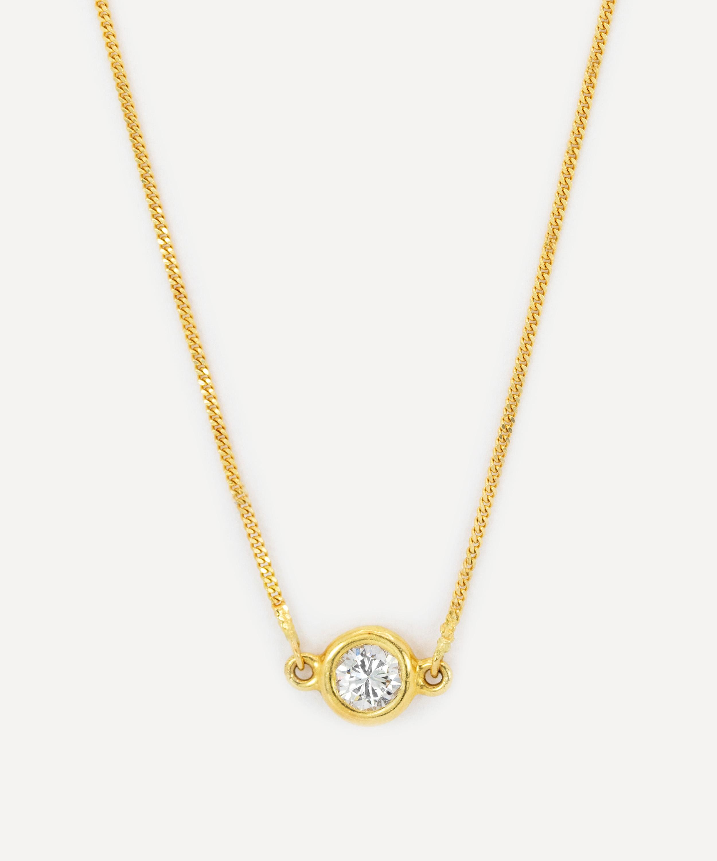 Kojis - 14ct Gold Bezel Set Diamond Pendant Necklace image number 0