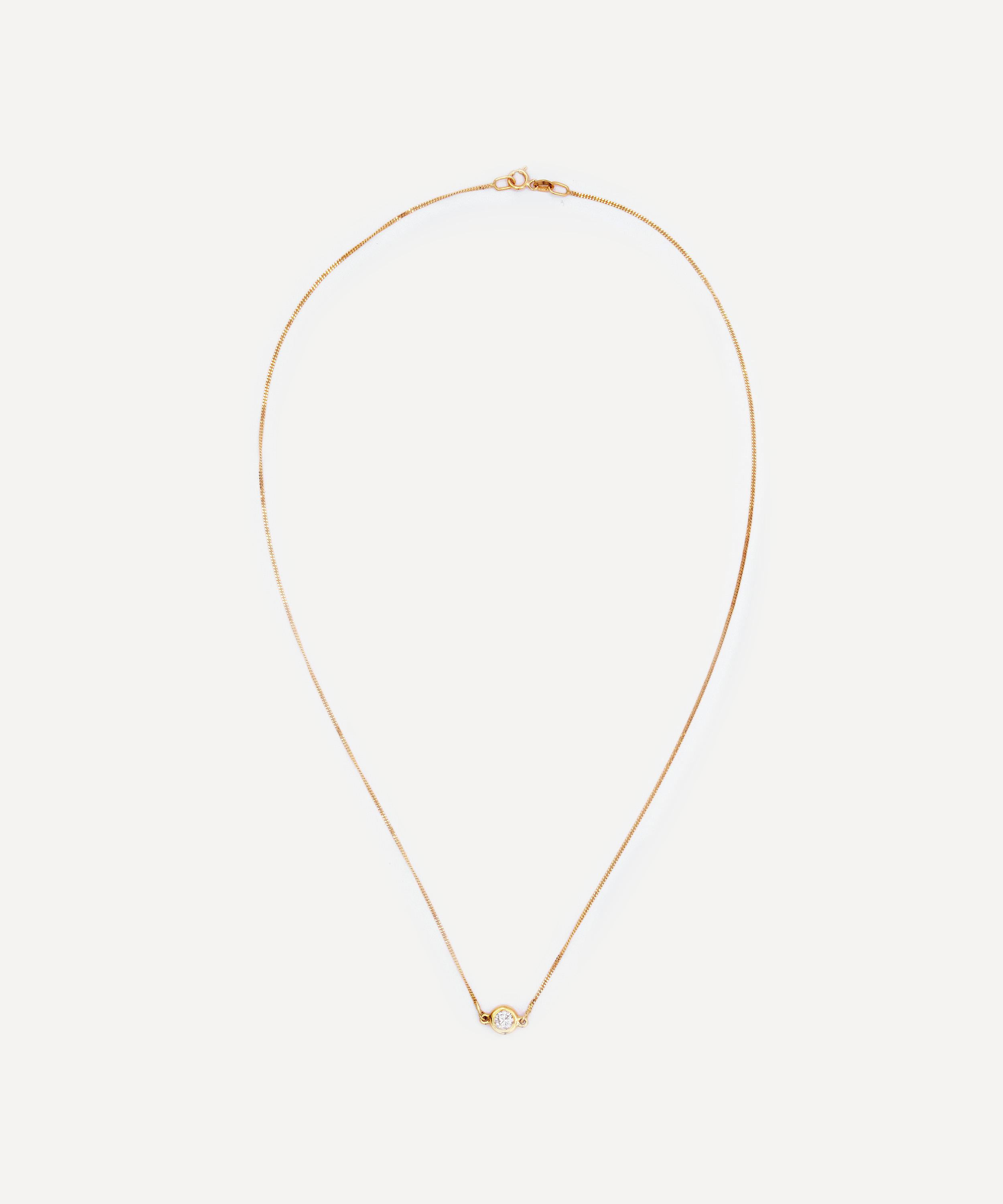 Kojis - 14ct Gold Bezel Set Diamond Pendant Necklace image number 1