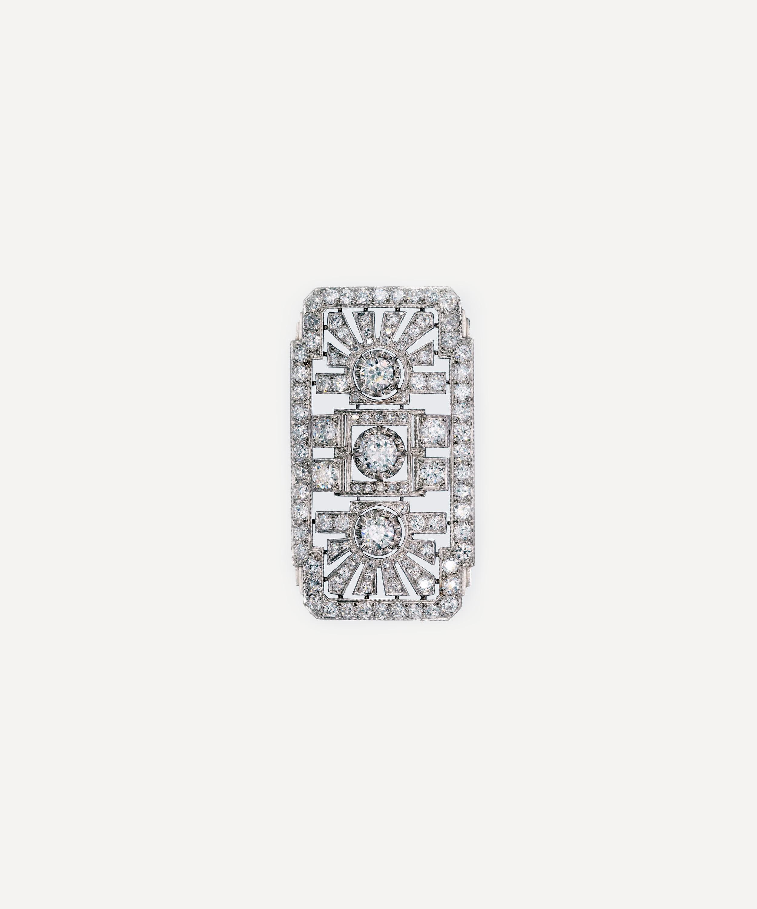 Kojis - Platinum Art Deco Diamond Plaque Brooch image number 0