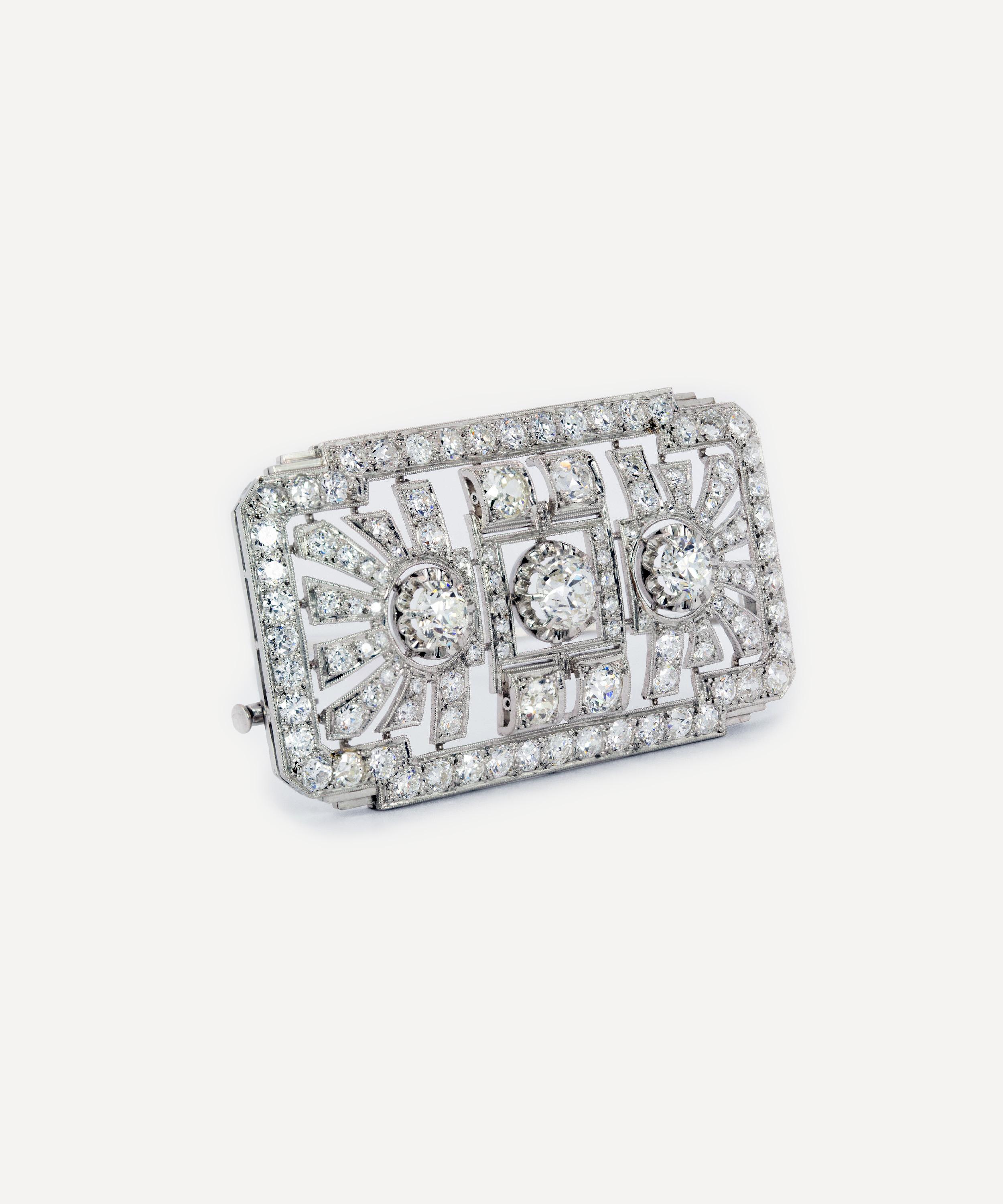 Kojis - Platinum Art Deco Diamond Plaque Brooch image number 1