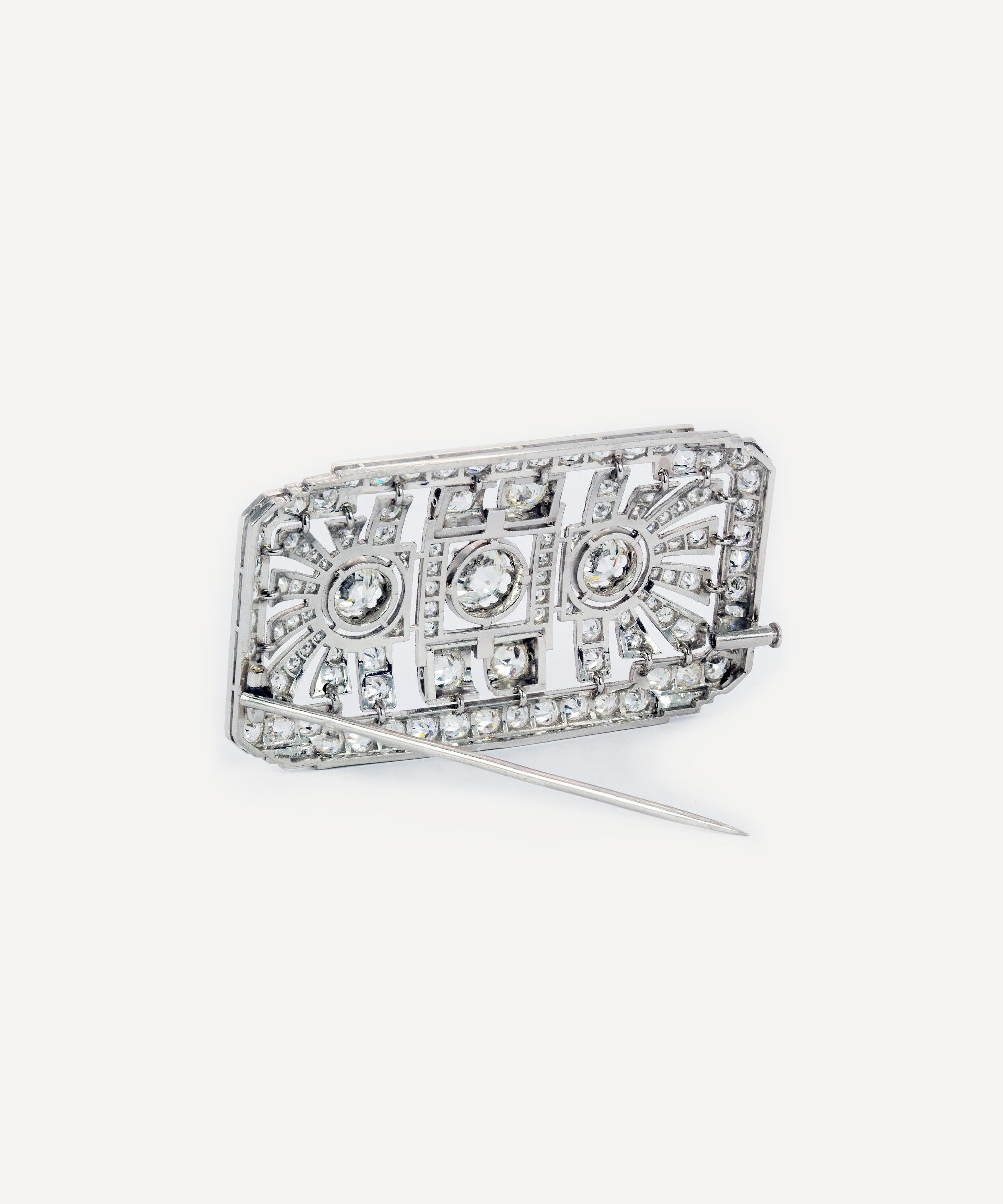 Kojis - Platinum Art Deco Diamond Plaque Brooch image number 2