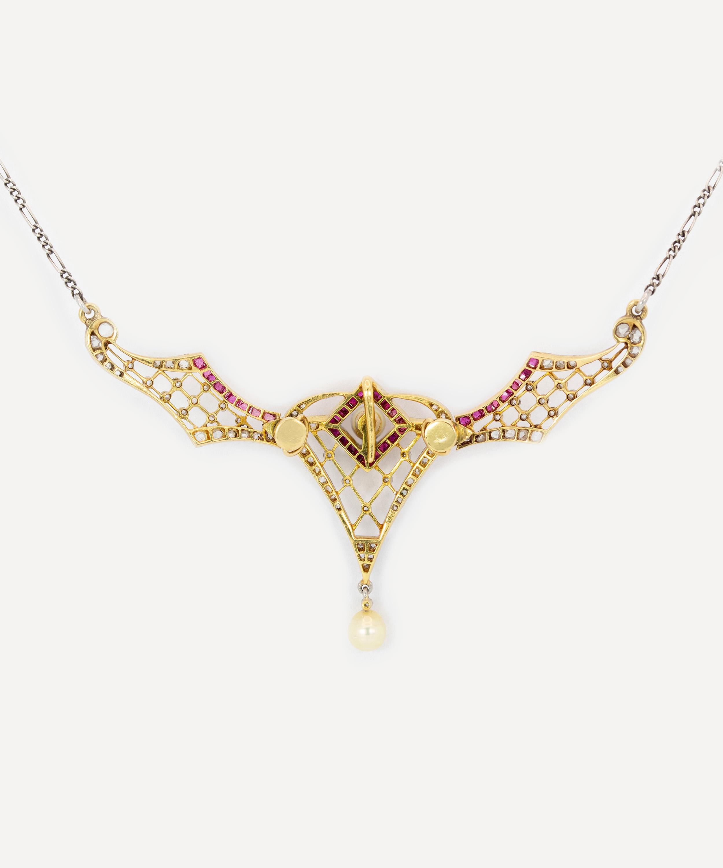 Kojis - 18ct Gold Edwardian Ruby and Diamond Necklace image number 2