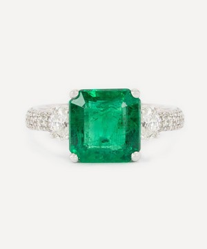 Kojis - 18ct White Gold Emerald and Diamond Cocktail Ring image number 0