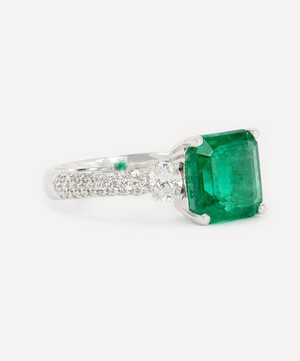 Kojis - 18ct White Gold Emerald and Diamond Cocktail Ring image number 1